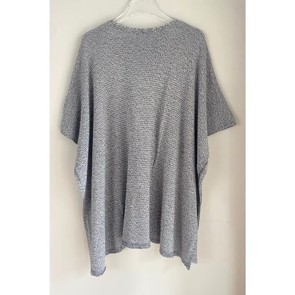 Eileen Fisher Tencel Twist Poncho Heather Gray Knit Size M/L Bateau Neck Boxy - Picture 4 of 7